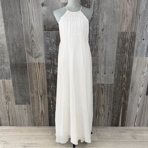 NWT Massimo Dutti Long Pleated Dress with Gathered Detail